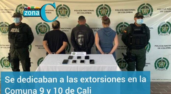 CAPTURADOS POR EXTORSION EN LA COMUNA 9 Y 10 DE CALI través de cartas extorsivas, llamadas y mensajes en redes sociales, los delincuentes intimidaban a las víctimas para que accedieran a sus pretensiones económicas, superiores a los cinco millones de pesos.